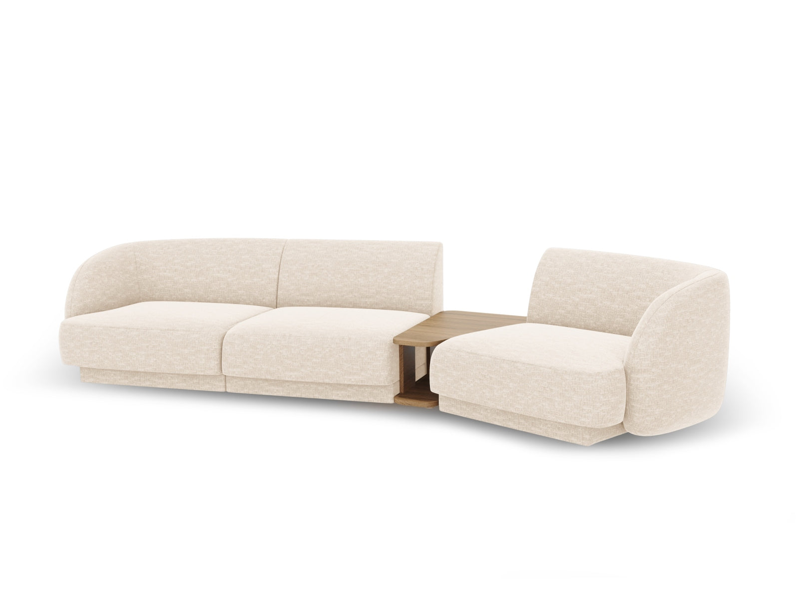 Stylisches Miley Modulares Sofa rechts 3 Sitzer in zartem Beige, perfekt für moderne Wohnkonzepte und entspannte Abende.