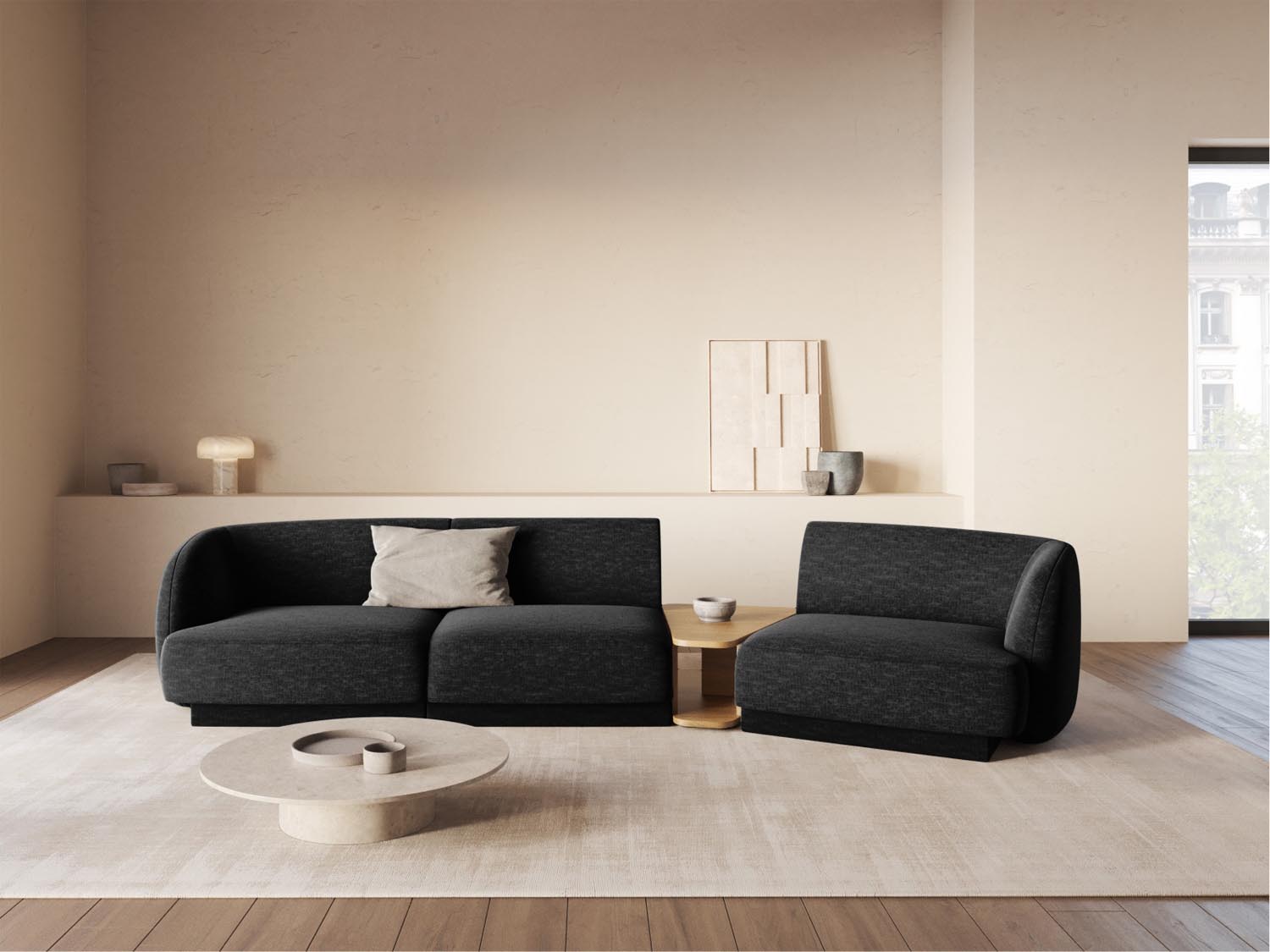 Stylisches 3-Sitzer Miley Modulares Sofa rechts von Micadoni, perfekt für zeitgemäße Wohnkonzepte und entspannte Stunden.