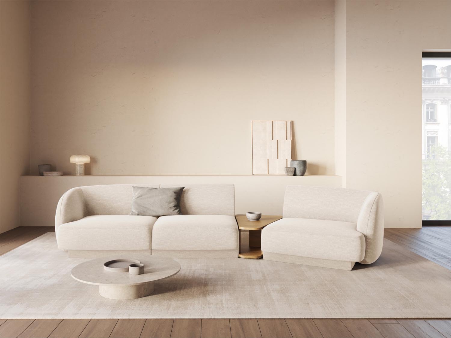 Modulares Miley Sofa in Ivory-Eden, 3-Sitzer, rechtsseitig, perfekt für moderne Wohnkonzepte und gemütliche Abende. Hochwertige Micadoni Qualität.
