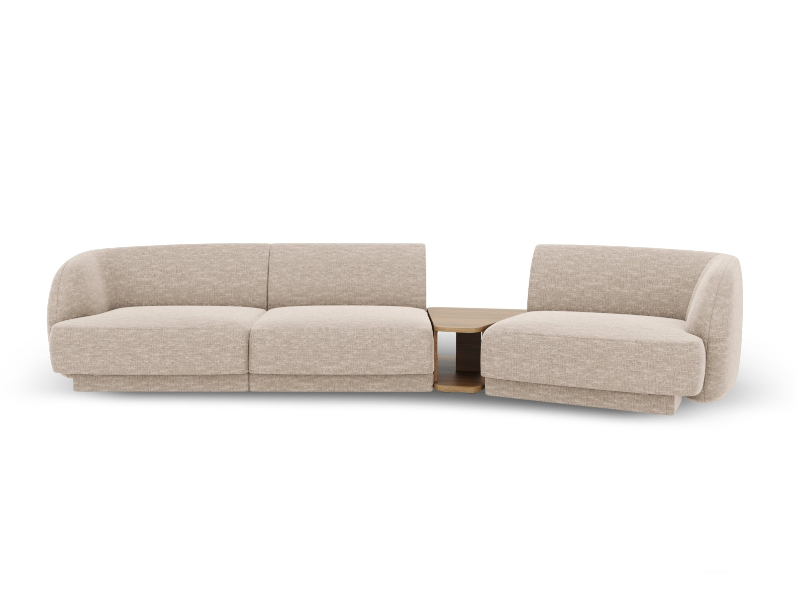 Elegantes, modulares 3-Sitzer Sofa Miley in sanftem Beige, ideal für moderne Wohnräume, bietet vielseitige Gestaltungsmöglichkeiten und hohen Sitzkomfort.