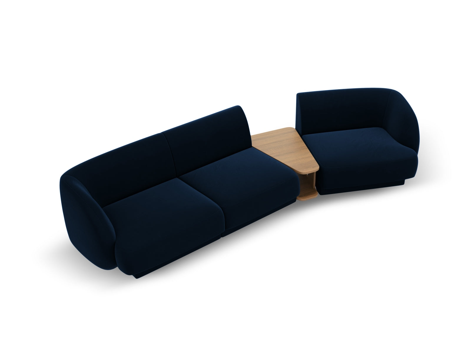 Elegantes, modulares 3-Sitzer Sofa Miley Velour in Royal Blue, rechtsseitig, ideal für stilvolle Wohnzimmer und gemütliche Abende.