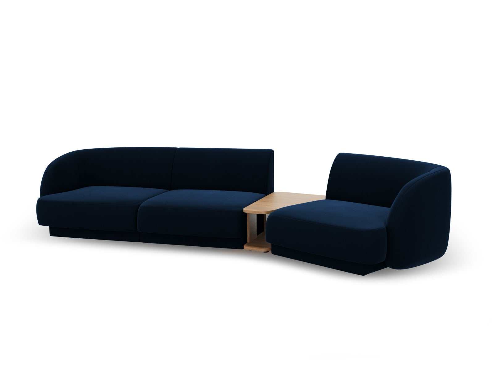 Modulares 3-Sitzer Sofa Miley Velour in Royal Blue, rechtsseitig, perfekt für moderne Wohnräume und entspannte Stunden.