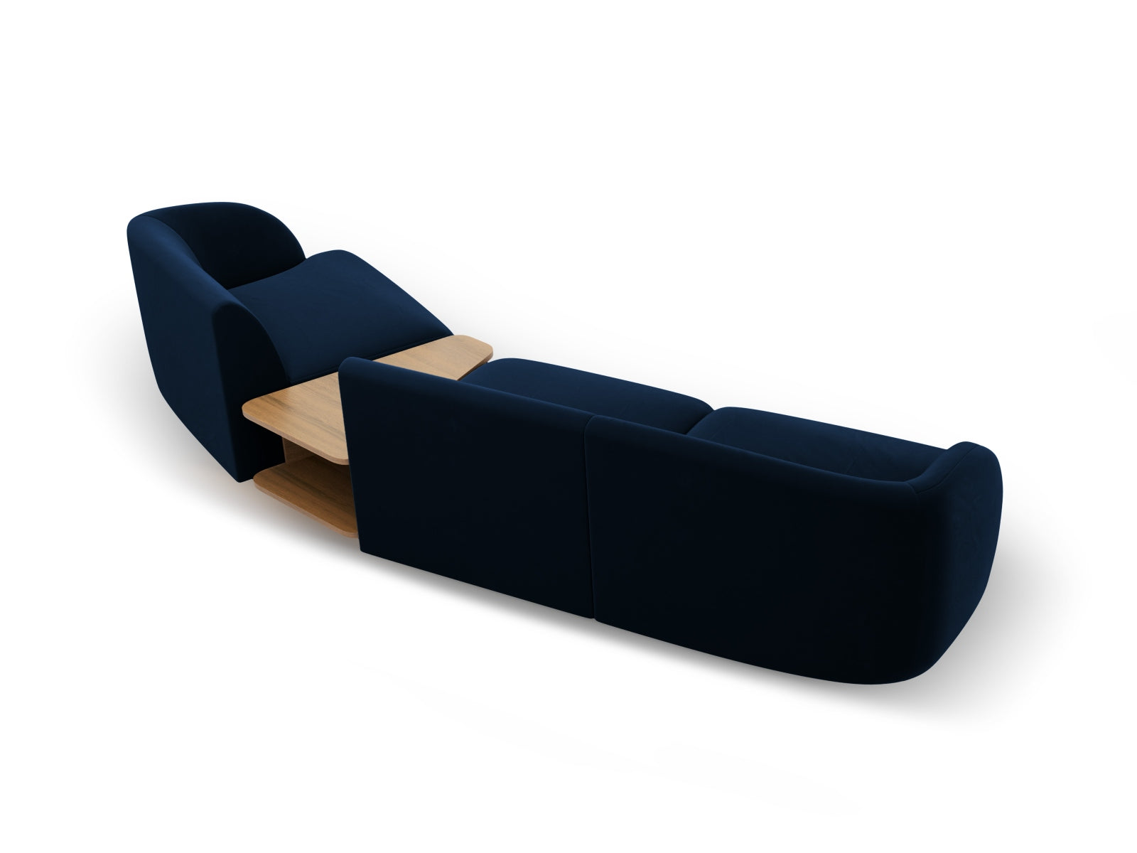Elegantes, modulares 3-Sitzer Sofa Miley Velour in Royal Blue, rechtsseitig, ideal für stilvolle Wohnzimmer und gemütliche Abende.
