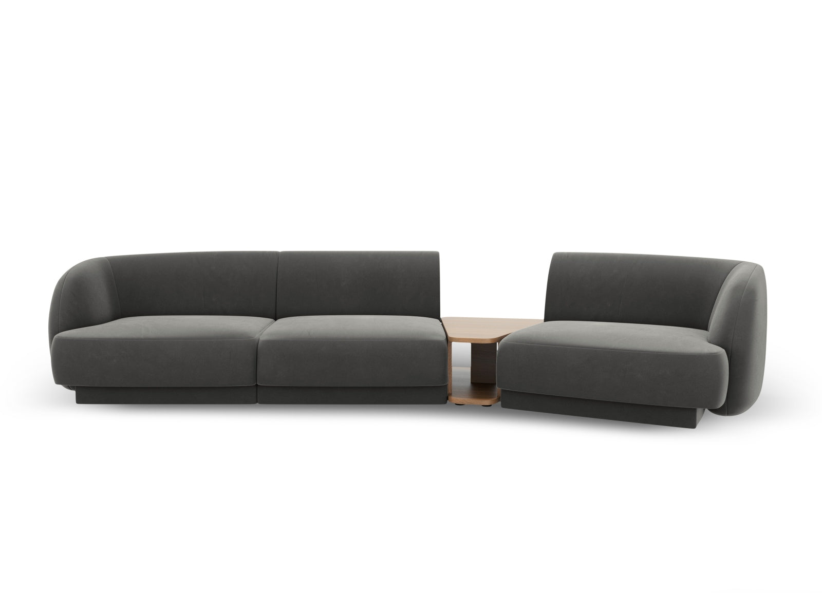 Elegantes, modulares 3-Sitzer Sofa Miley Velour in sanftem Hellgrau, ideal für gemütliche Abende und modernes Wohndesign.