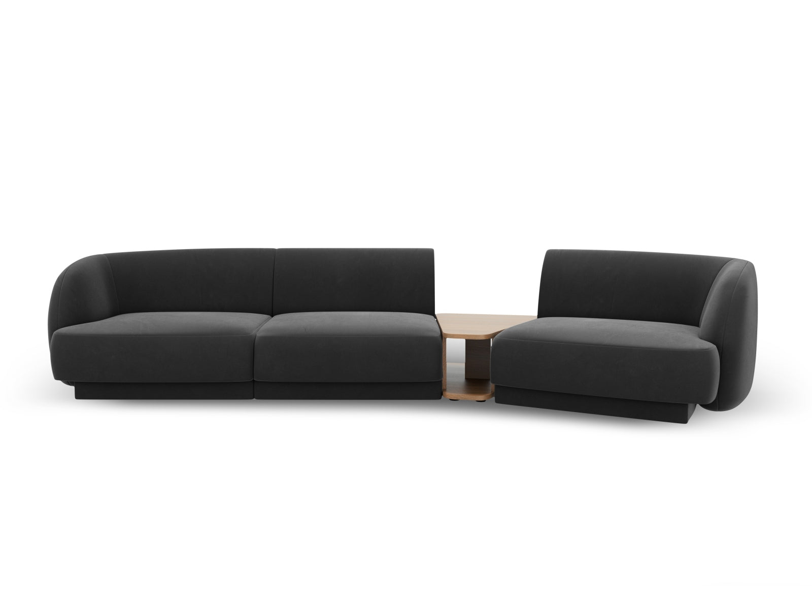 Elegantes graublaues 3-Sitzer Sofa Miley Velour mit rechter Armlehne, ideal für stilvolle Wohnräume und entspannte Abende.
