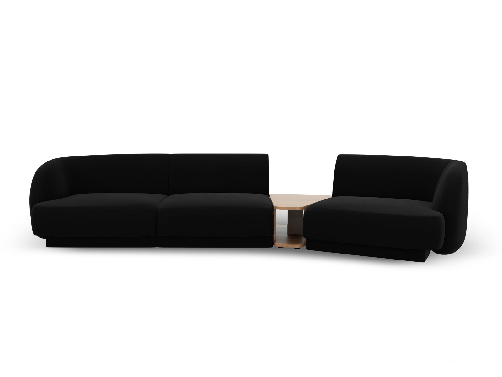 Elegantes Miley Velour Sofa in Schwarz-Bluvel, 3-Sitzer mit rechter L-Form, ideal für stilvolle Wohnräume und entspannte Stunden.