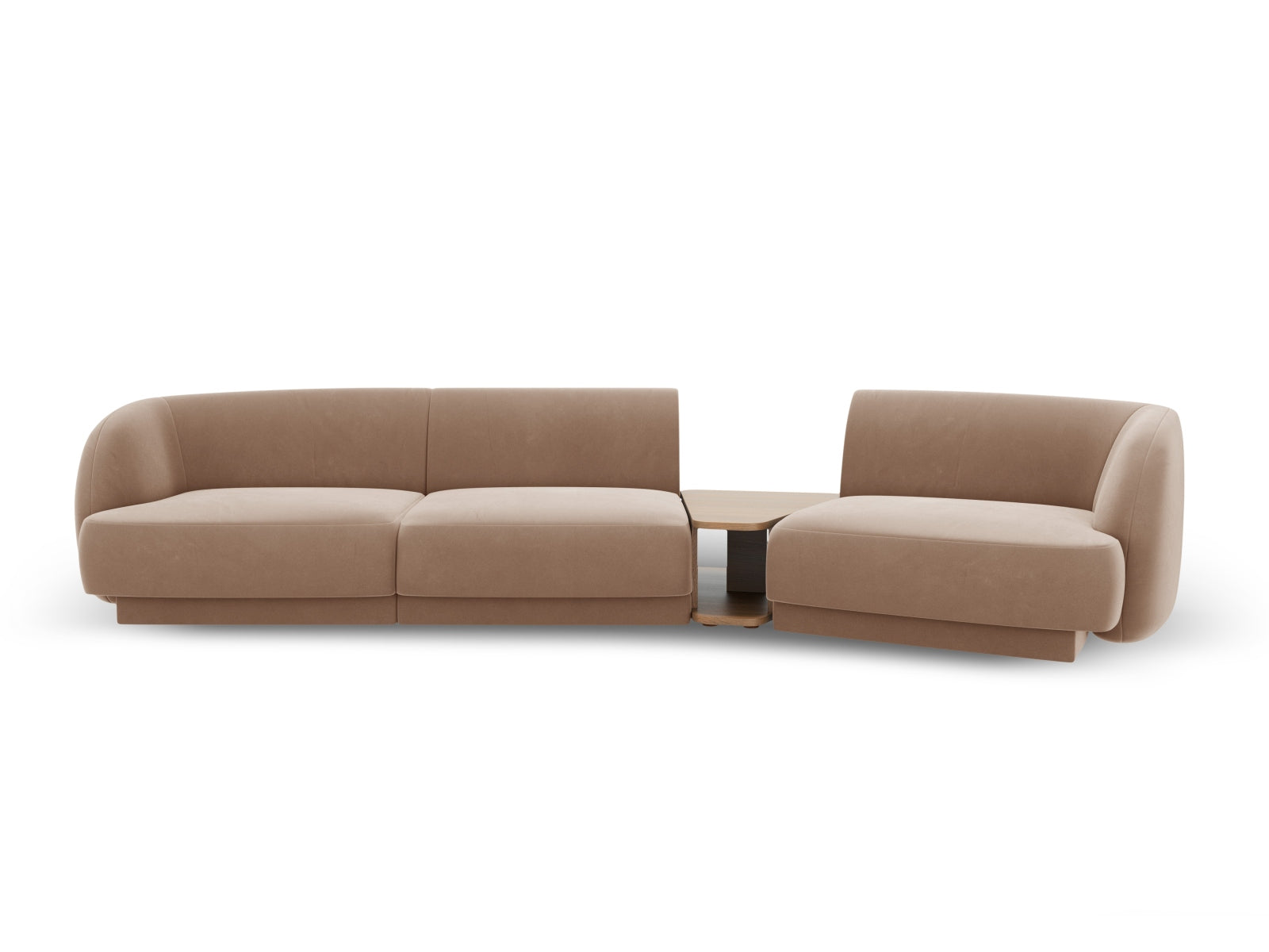 Elegantes, modulares 3-Sitzer Sofa Miley Velour in warmem Cappuccino, rechtsseitig, ideal für stilvolle und einladende Wohnräume.