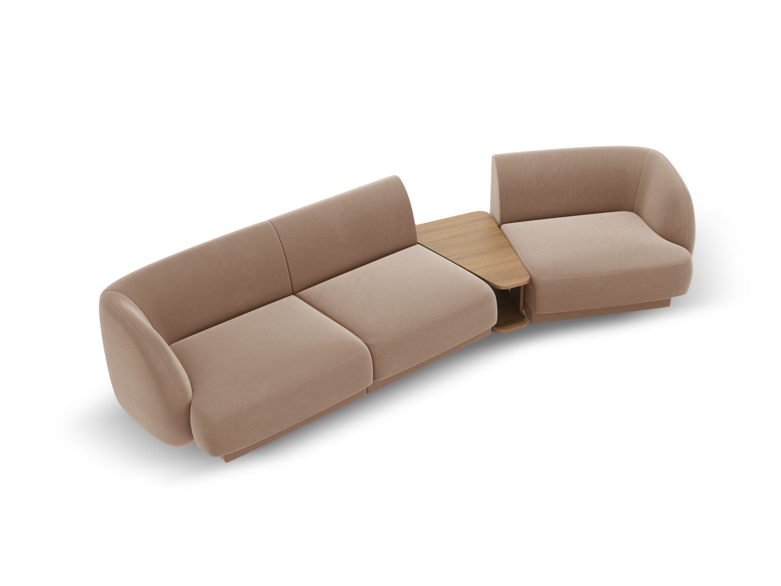 Elegantes, modulares 3-Sitzer Sofa Miley Velour in warmem Cappuccino, rechtsseitig, ideal für stilvolle und einladende Wohnräume.