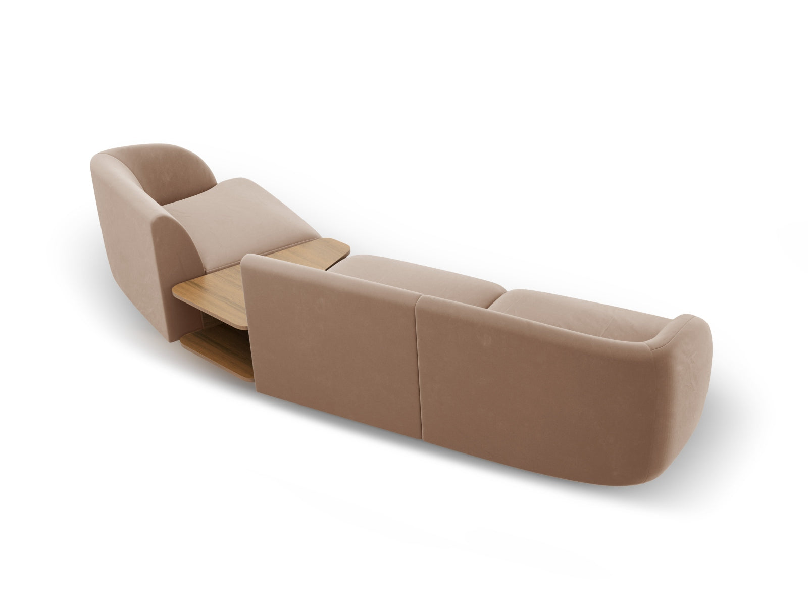 Elegantes, modulares 3-Sitzer Sofa Miley Velour in warmem Cappuccino, ideal für stilvolle und einladende Wohnräume.