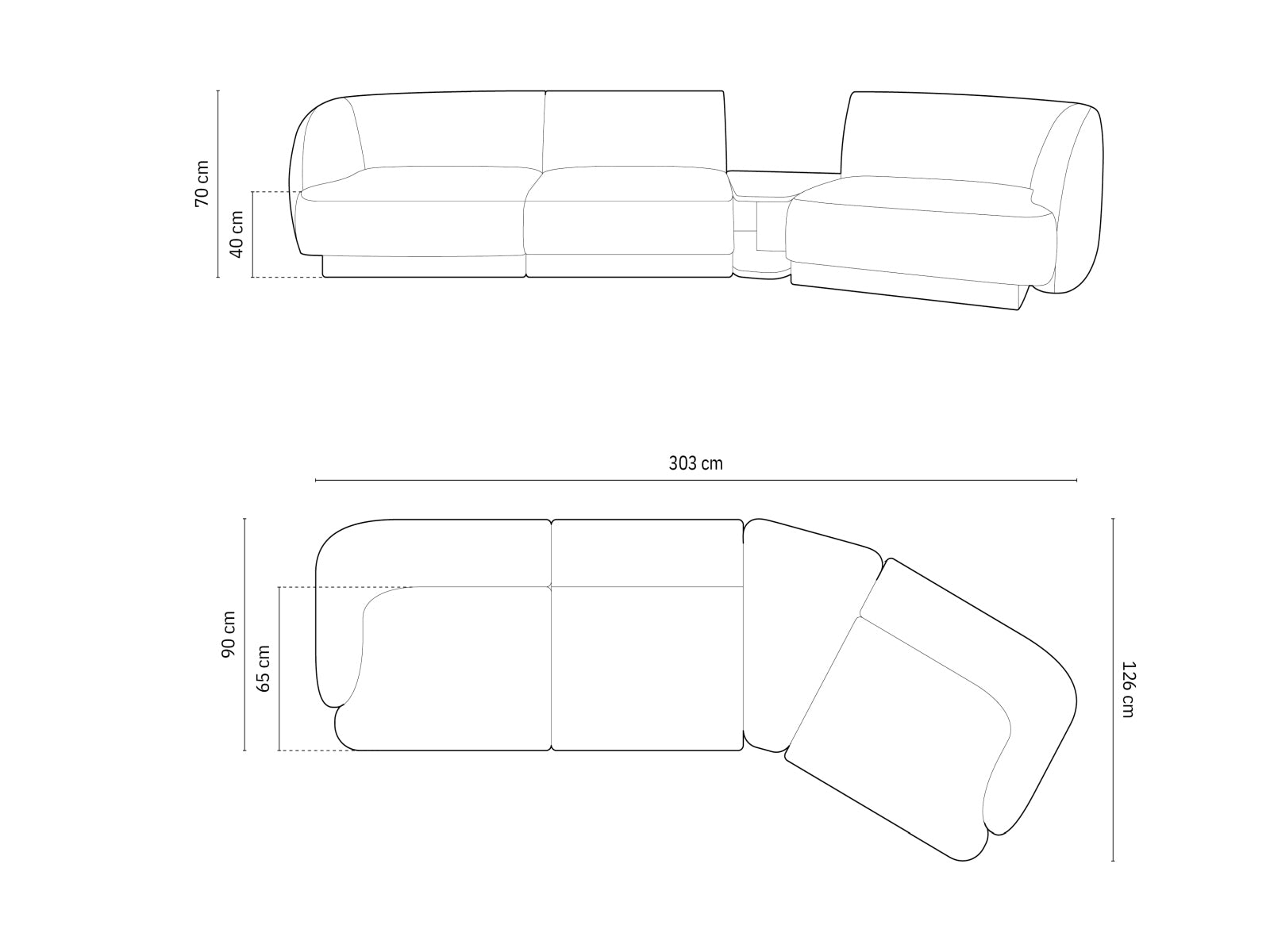 Elegantes, modulares 3-Sitzer Sofa Miley Velour in stilvollem Gelb-Blau, ideal für trendbewusste Wohnräume und entspannte Abende.