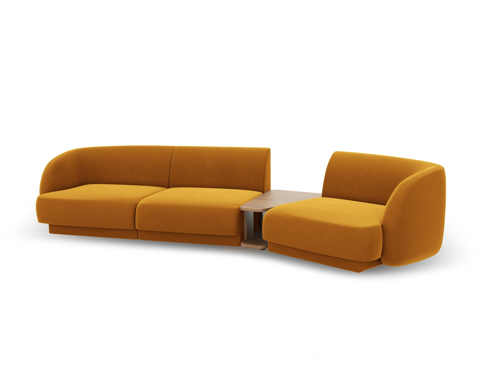 Modulares 3-Sitzer Sofa Miley Velour in ansprechendem Gelb-Blau, rechtsseitig, perfekt für moderne Wohnkonzepte und gemütliche Stunden.