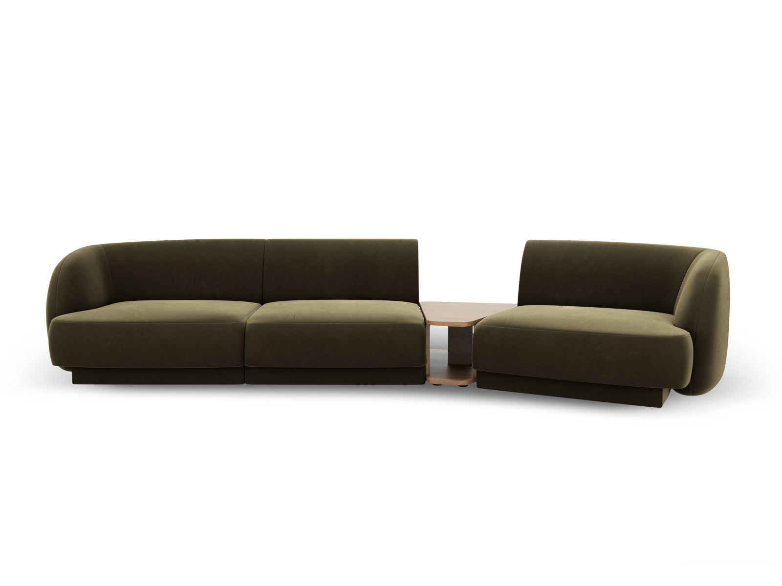 Elegantes, modulares 3-Sitzer Sofa Miley Velour in trendigem Grün-Blau, ideal für moderne Wohnkonzepte und entspannte Abende.