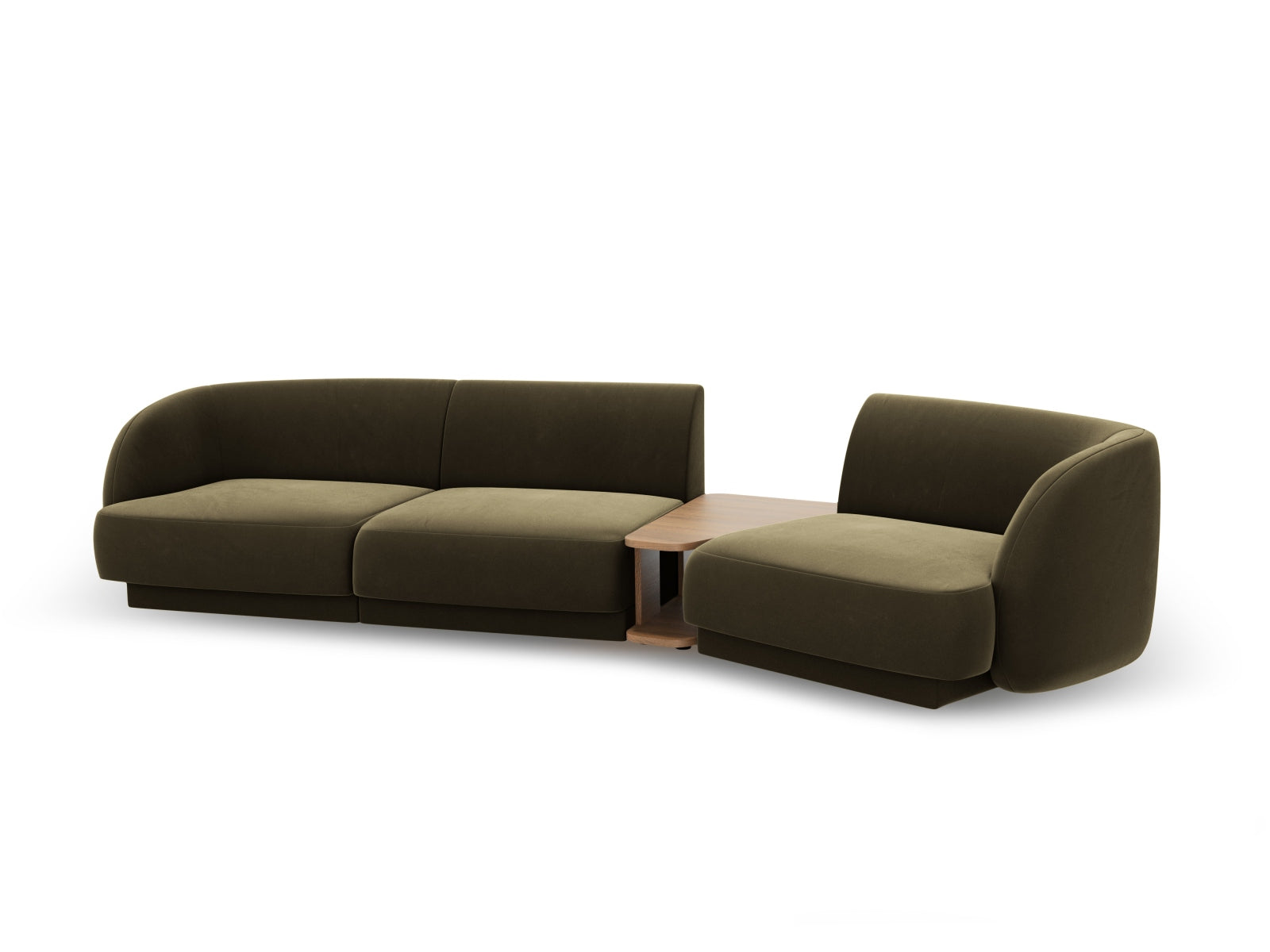 Modulares 3-Sitzer Sofa Miley Velour in modernem Grün-Blau, perfekt für gemütliche Abende und stilvolle Einrichtungsideen.