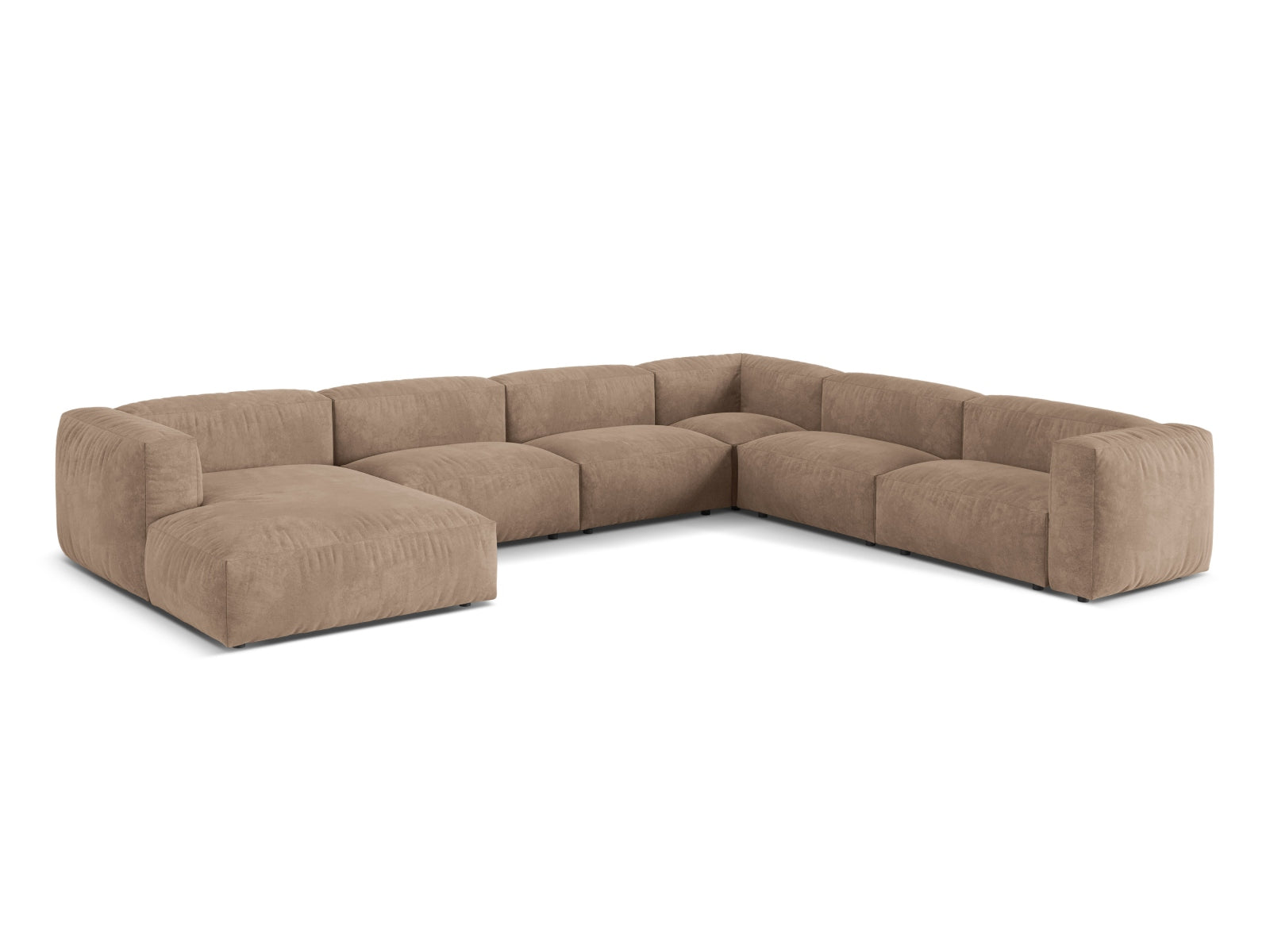 Elegantes 6-Sitzer Ecksofa XL Martina in Dunkelbeige, ideal für stilvolle Wohnräume, präsentiert von Micadoni.