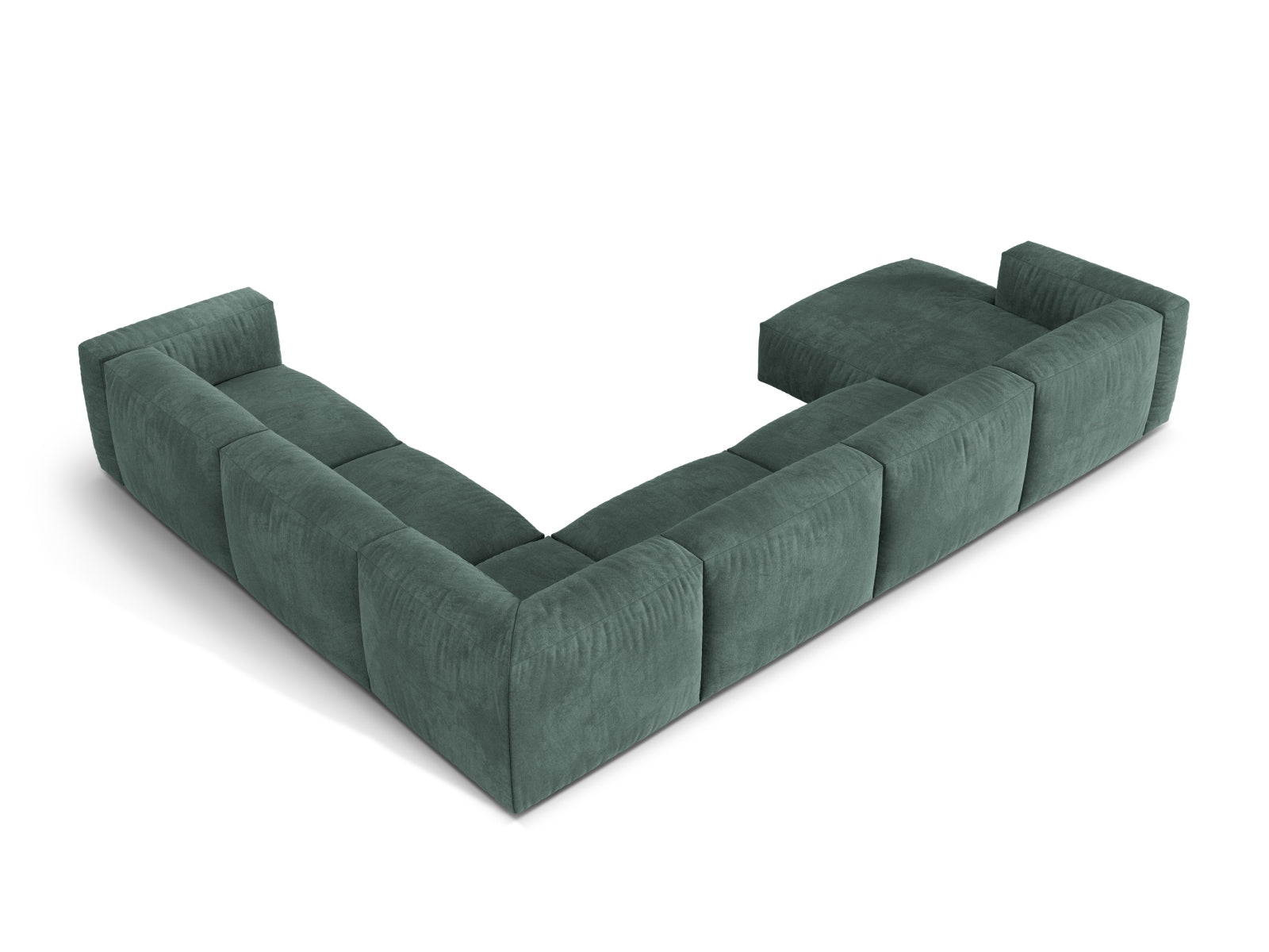 Elegantes 6-Sitzer Ecksofa XL Martina in Petrol-Vogue, ideal für gesellige Runden und ein modernes Wohnambiente.