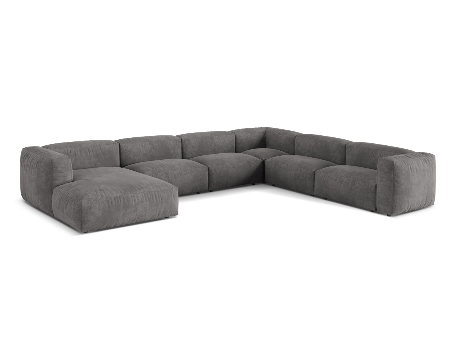 Elegantes 6-Sitzer Ecksofa XL Martina in Grau, ideal für moderne Wohnräume, bietet Komfort und Stil für gesellige Abende.