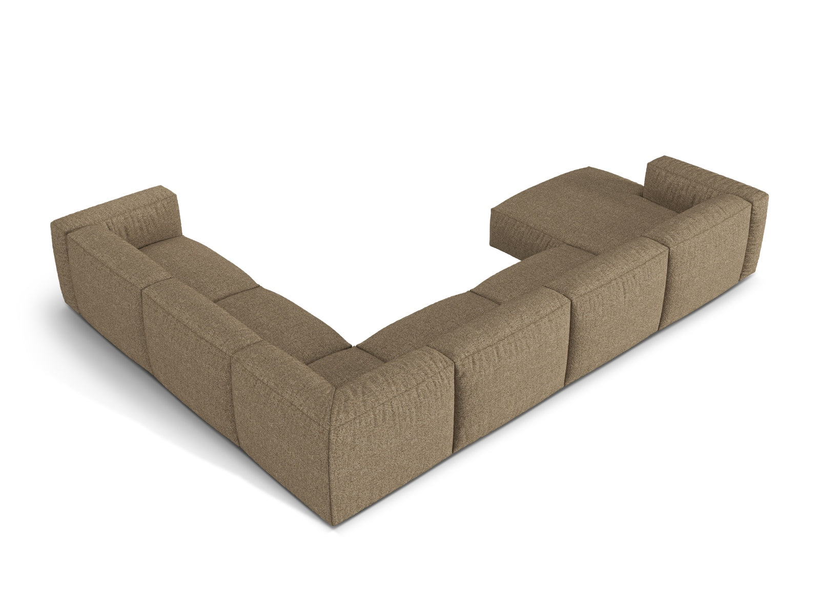 Elegantes 6-Sitzer Ecksofa Martina in hellem Grau, rechtsseitig, ideal für gemütliche Zusammenkünfte und stilvolle Wohnräume.