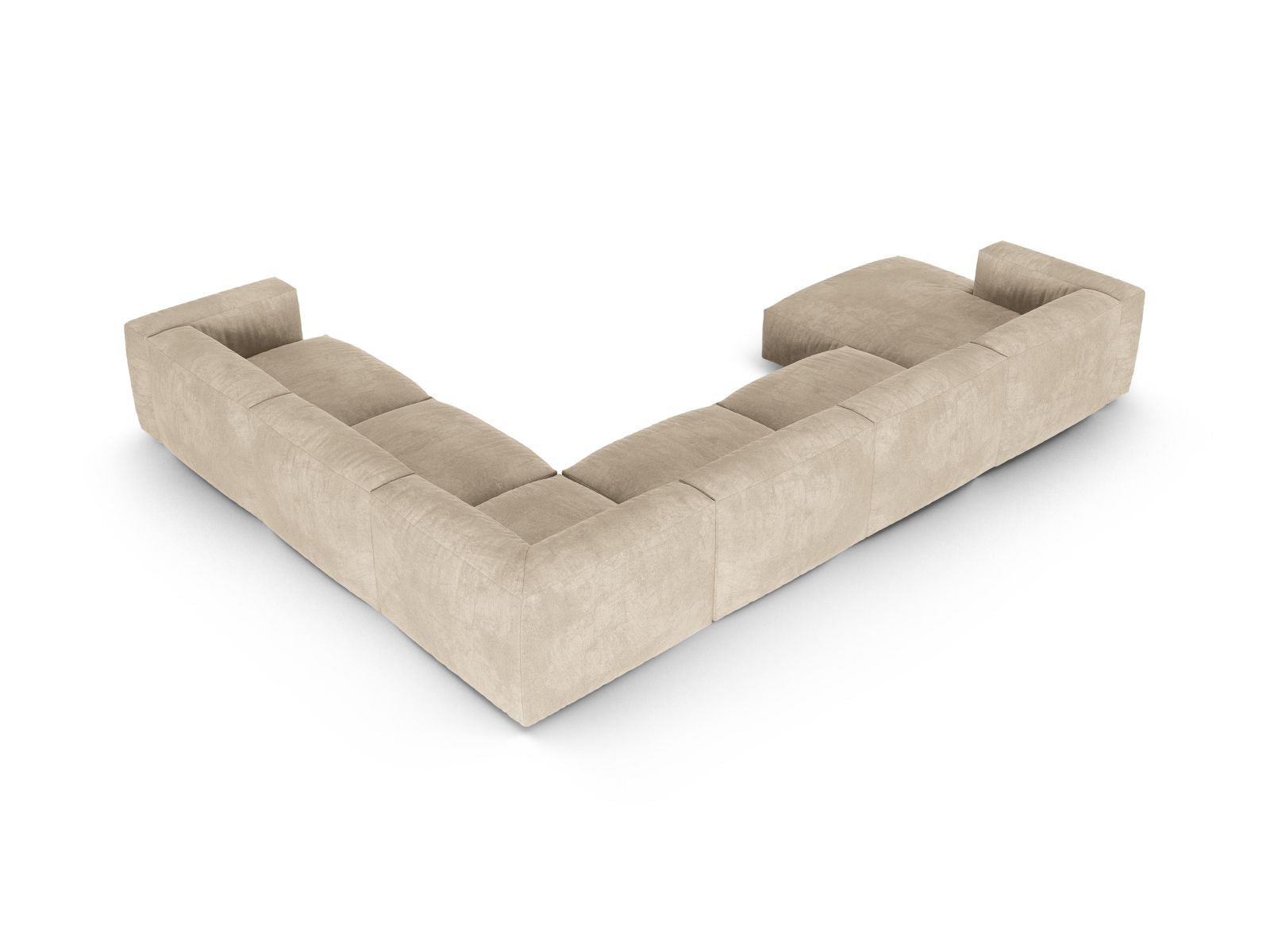 Elegantes 6-Sitzer XL Ecksofa rechts Martina in sanftem Beige, perfekt für gesellige Abende und komfortable Entspannung in Ihrem Zuhause.