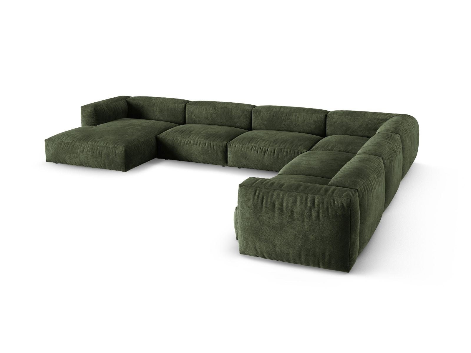 Elegantes 6-Sitzer XL Ecksofa rechts Martina in modernem Green-Vogue, ideal für gesellige Abende und komfortable Entspannung im Wohnzimmer.
