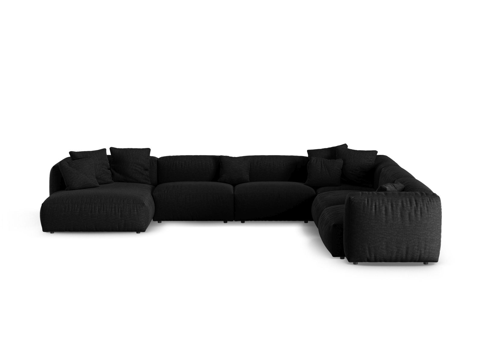 Geräumiges Ecksofa XL Martina in Moss Green-Tilia, perfekt für gesellige Abende und modernes Wohndesign.