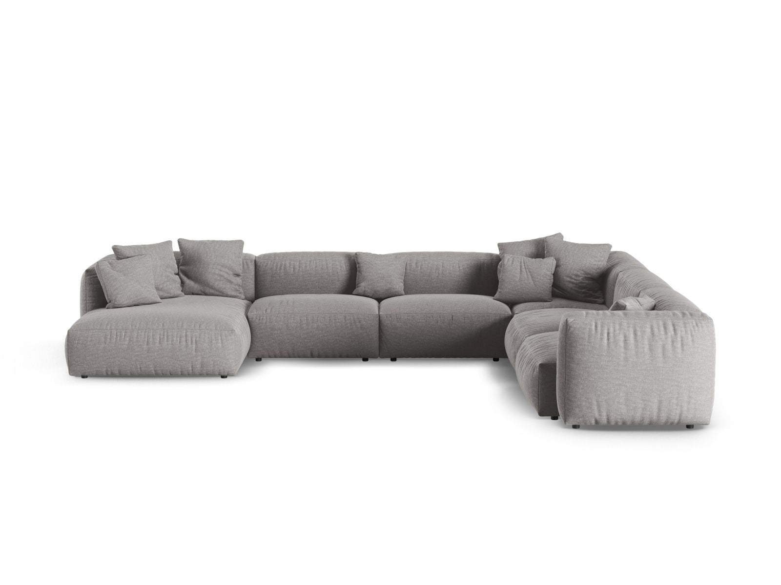 Elegantes 6-Sitzer Ecksofa XL Martina in Moss Green-Tilia, ideal für stilvolle Wohnräume und entspannte Zusammenkünfte.