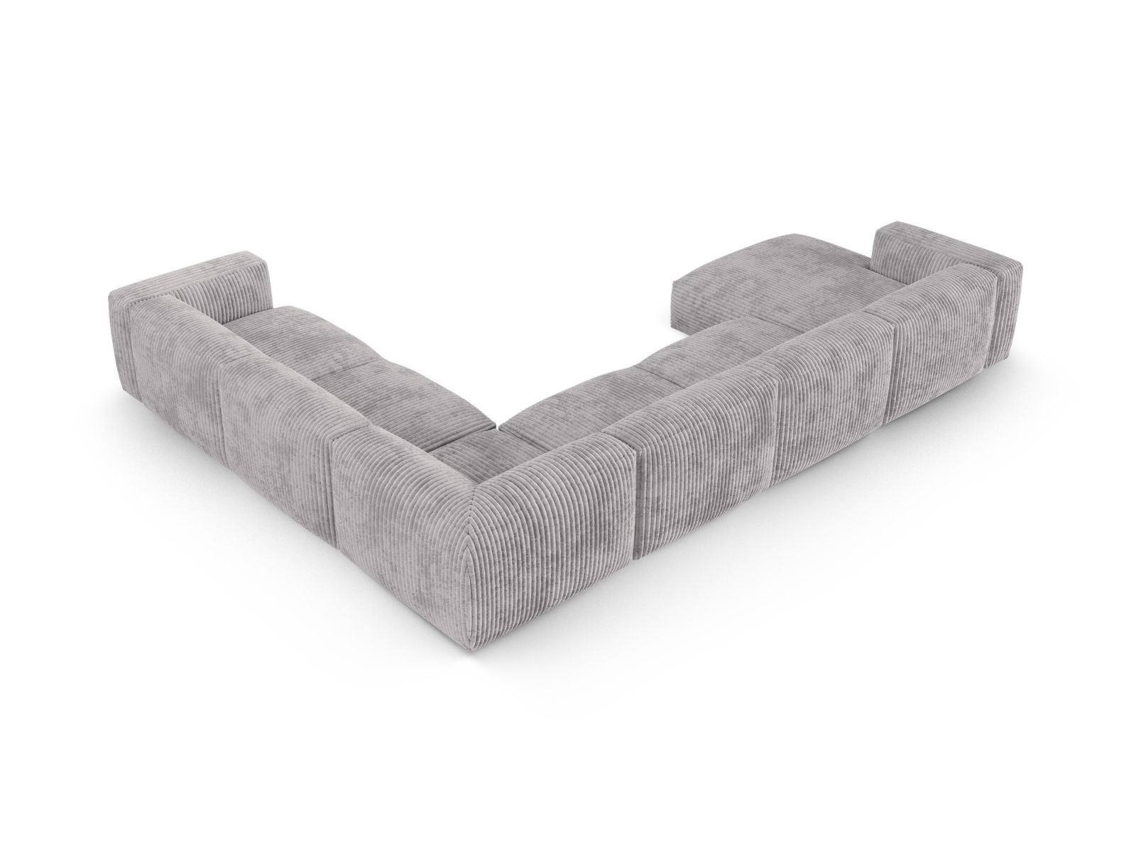 Elegantes XL Ecksofa Martina in hellem Grau, bietet Platz für 6 Personen und kombiniert modernes Design mit hohem Sitzkomfort.