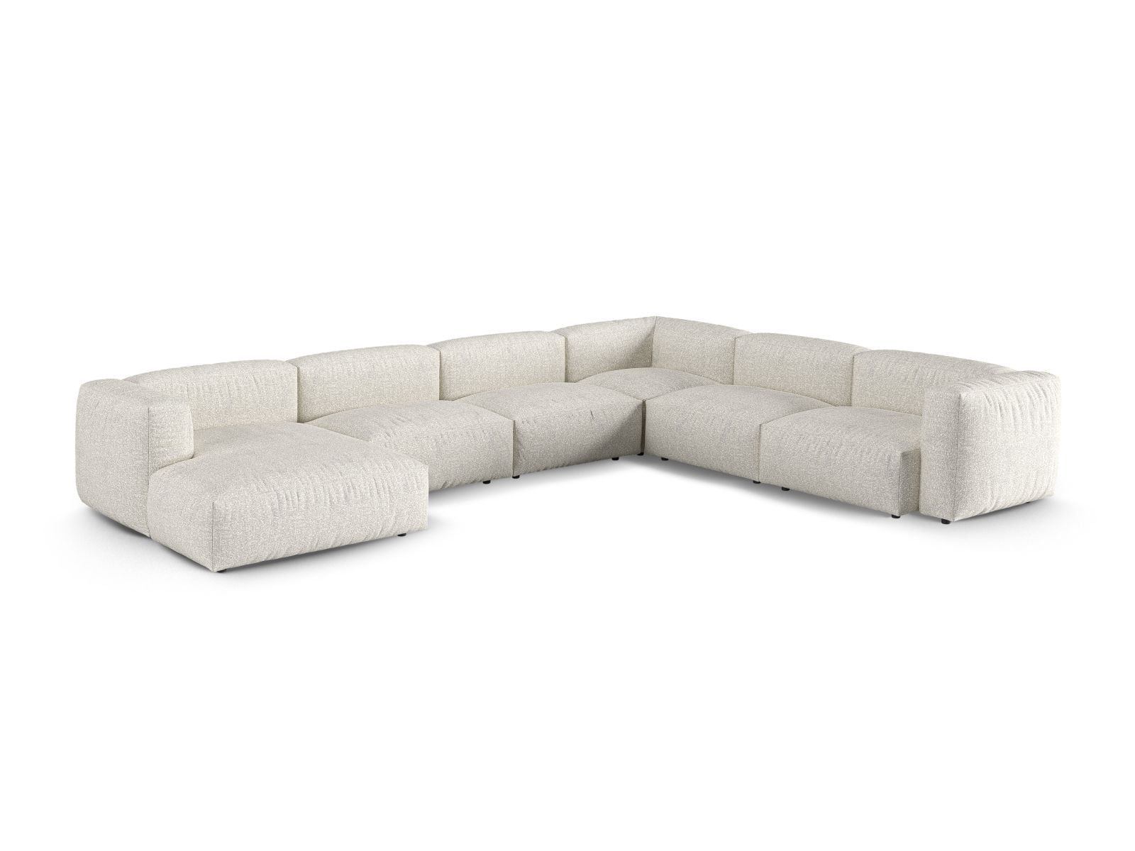 Elegantes 6-Sitzer XL Ecksofa rechts Martina in stilvollem Grey Beige Melange, ideal für moderne Wohnräume.