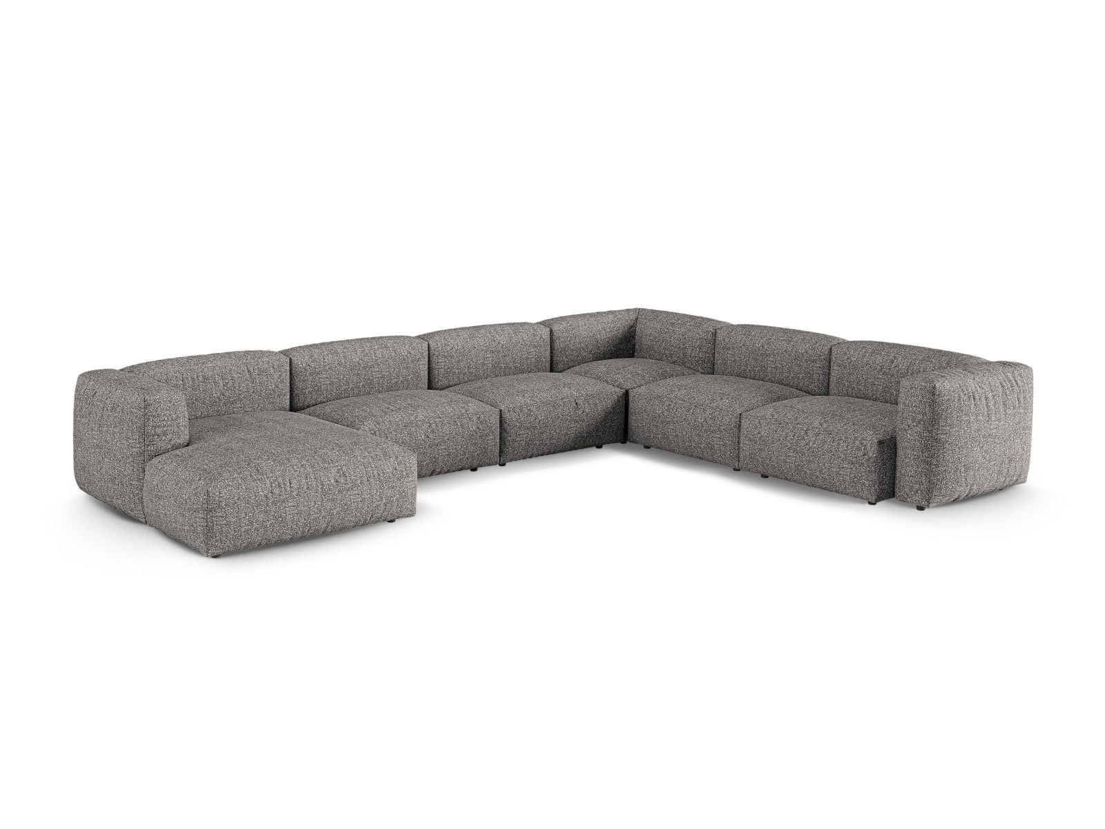 Elegantes 6-Sitzer XL Ecksofa rechts Martina in Graphit, ideal für stilvolle Wohnräume. Modular und komfortabel, perfekt für gesellige Abende.