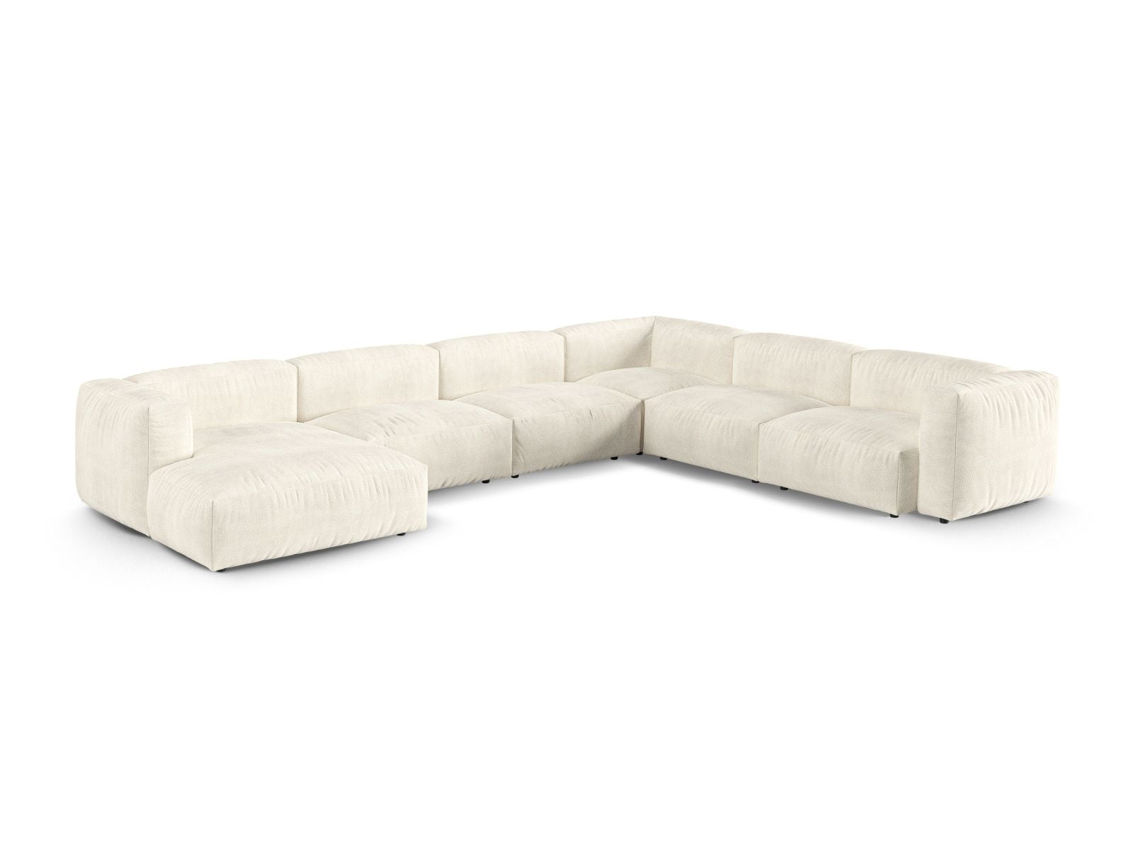 Elegantes 6-Sitzer XL Ecksofa rechts Martina in Ivory-Monet, ideal für stilvolle Wohnräume, präsentiert von Micadoni.