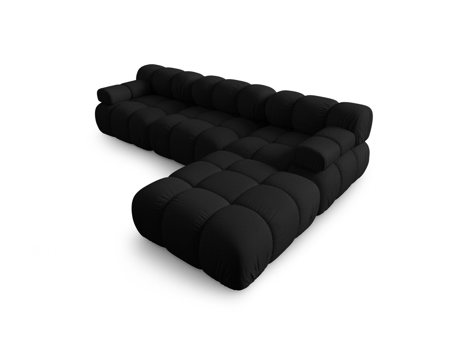 Modernes Bellis L-Sofa in Schwarz, 4-Sitzer, 188 cm, rechtsseitig, perfekt für gemütliche und stilvolle Wohnambiente von Micadoni.