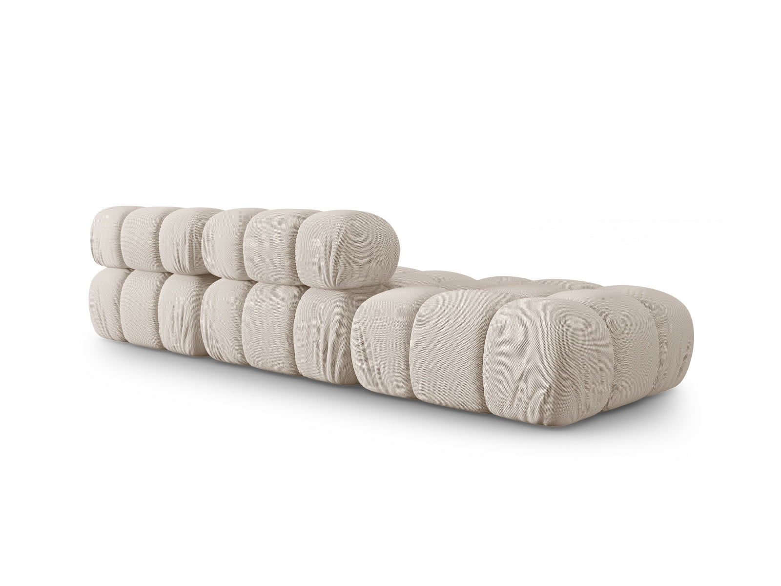 Elegantes Bellis L-Sofa links, 4-Sitzer in warmem Beige, ideal für stilvolle Wohnräume. Hochwertige Materialien von Micadoni.