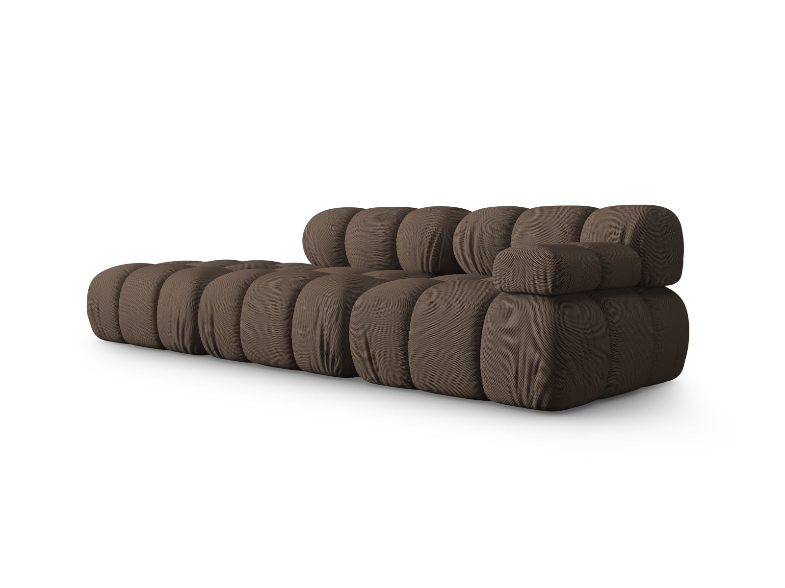 Elegantes Bellis L-Sofa links, 4-Sitzer in Braun, ideal für stilvolle Wohnräume. Modulares Design von Micadoni für individuelle Einrichtung.