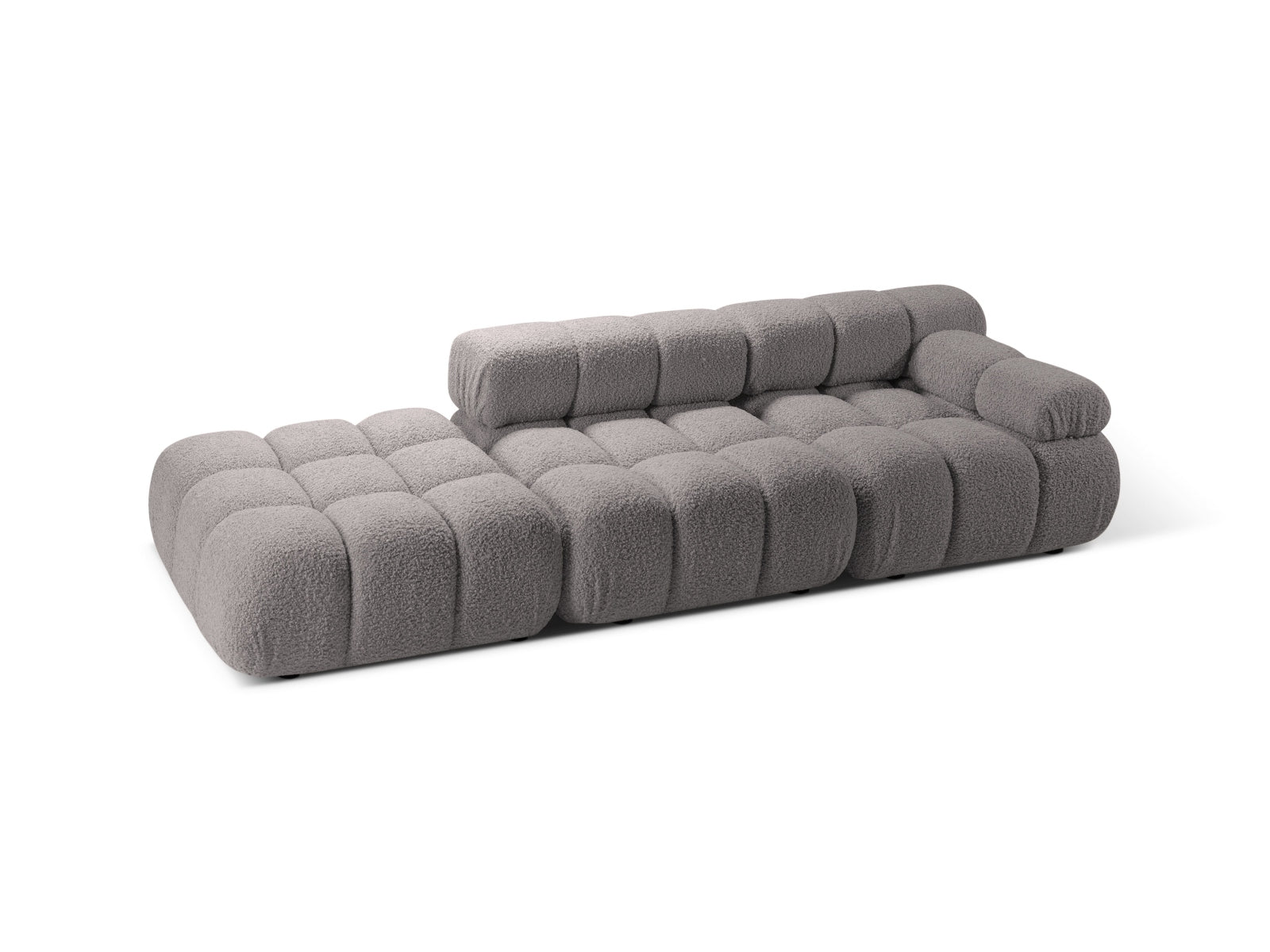 Elegantes Bellis Boucle Sofa in Hellgrau, linksseitig, 4-Sitzer, modulare Bauweise für individuellen Komfort und Stil.
