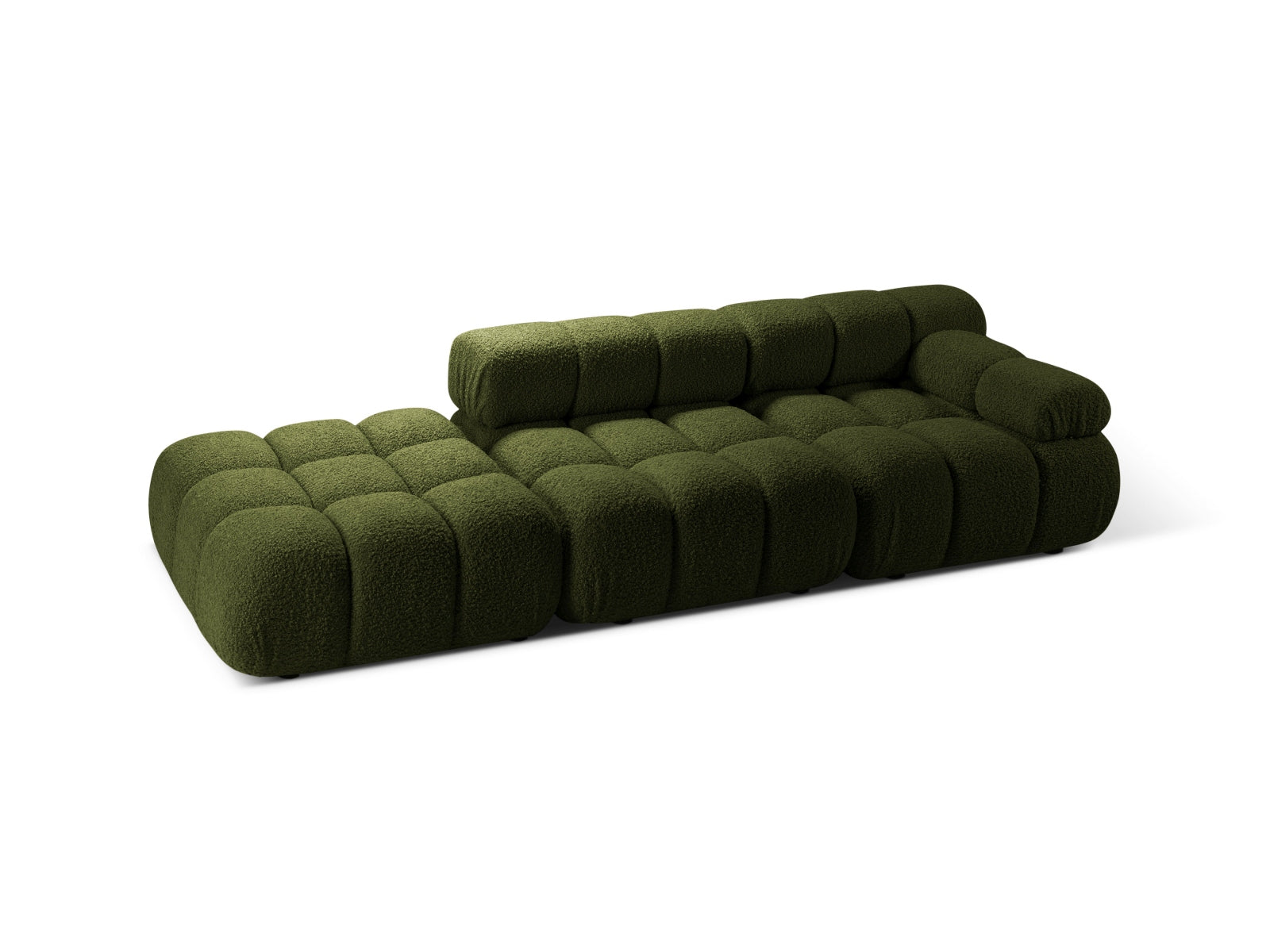 Elegantes Bellis Boucle Sofa in Grün, linksseitig, 4-Sitzer, 94 cm, ideal für stilvolle Wohnräume, erhältlich bei KAQTU Design AG.