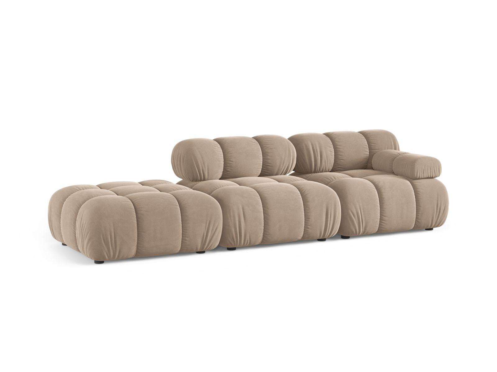 Beige-Venus 4-Sitzer Modular Sofa links Bellis von Micadoni, stilvolles Design für modernen Wohnraum, erhältlich bei KAQTU Design AG.