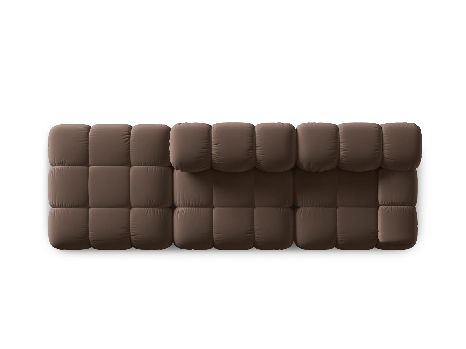 Elegantes Bellis Velour Sofa in Dunkelbraun, 4-Sitzer, linksseitig, ideal für stilvolle Wohnräume, erhältlich bei Micadoni.