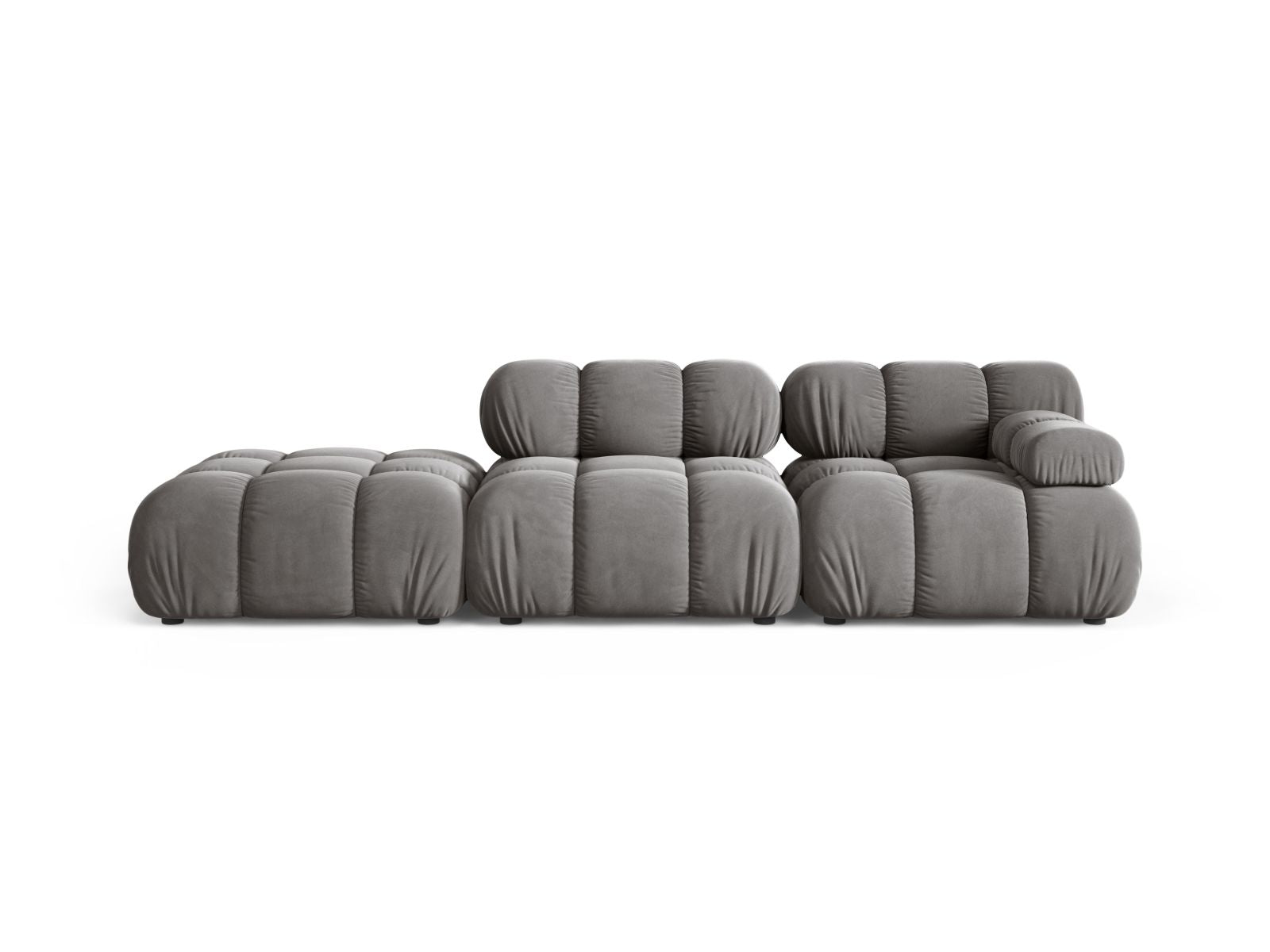 Bellis Velour modulares Sofa links 4 Sitzer 94cm in Light Grey-Bluvel präsentiert im Onlineshop von KAQTU Design AG. 4er Sofa ist von Micadoni