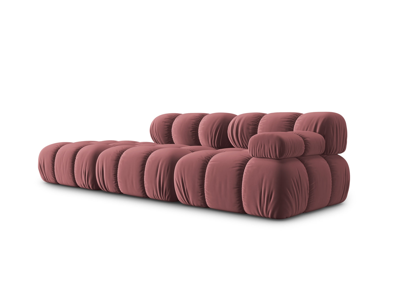 Modulares Bellis Velour Sofa in sanften Pink- und Blautönen, 4-Sitzer, linksseitig, perfekt für moderne und elegante Wohnkonzepte.