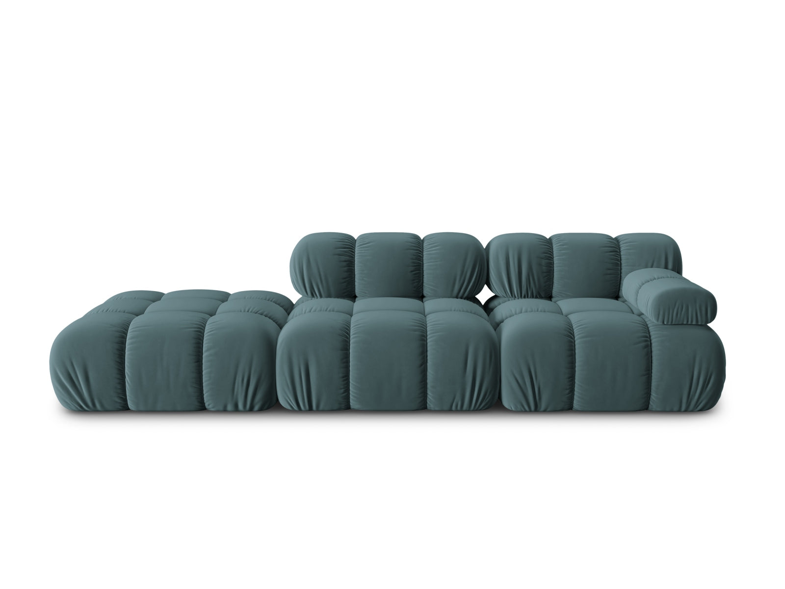 Bellis Velour modulares Sofa links 4 Sitzer 94cm in Turquoise präsentiert im Onlineshop von KAQTU Design AG. L-Sofa links ist von Micadoni