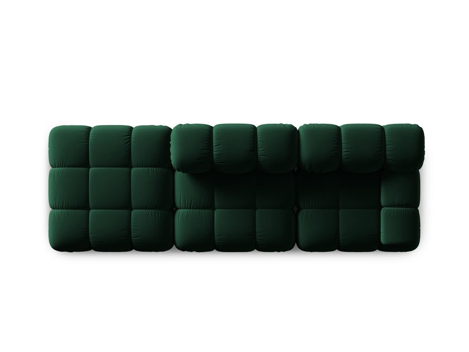 Elegantes Bellis Velour Sofa in tiefem Flaschengrün, linksseitig, 4-Sitzer, ideal für zeitgemäße Wohnräume und geschmackvolle Akzente.