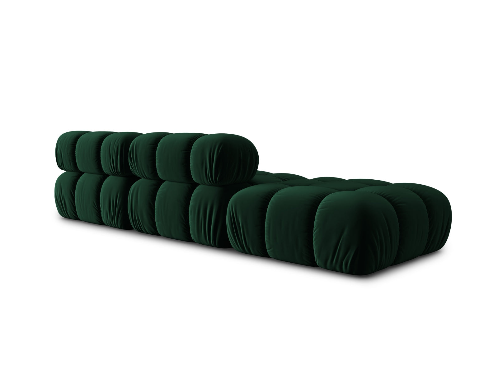 Modulares Bellis Velour Sofa in luxuriösem Flaschengrün, linksseitig, 4-Sitzer, perfekt für stilvolle und moderne Wohnkonzepte.