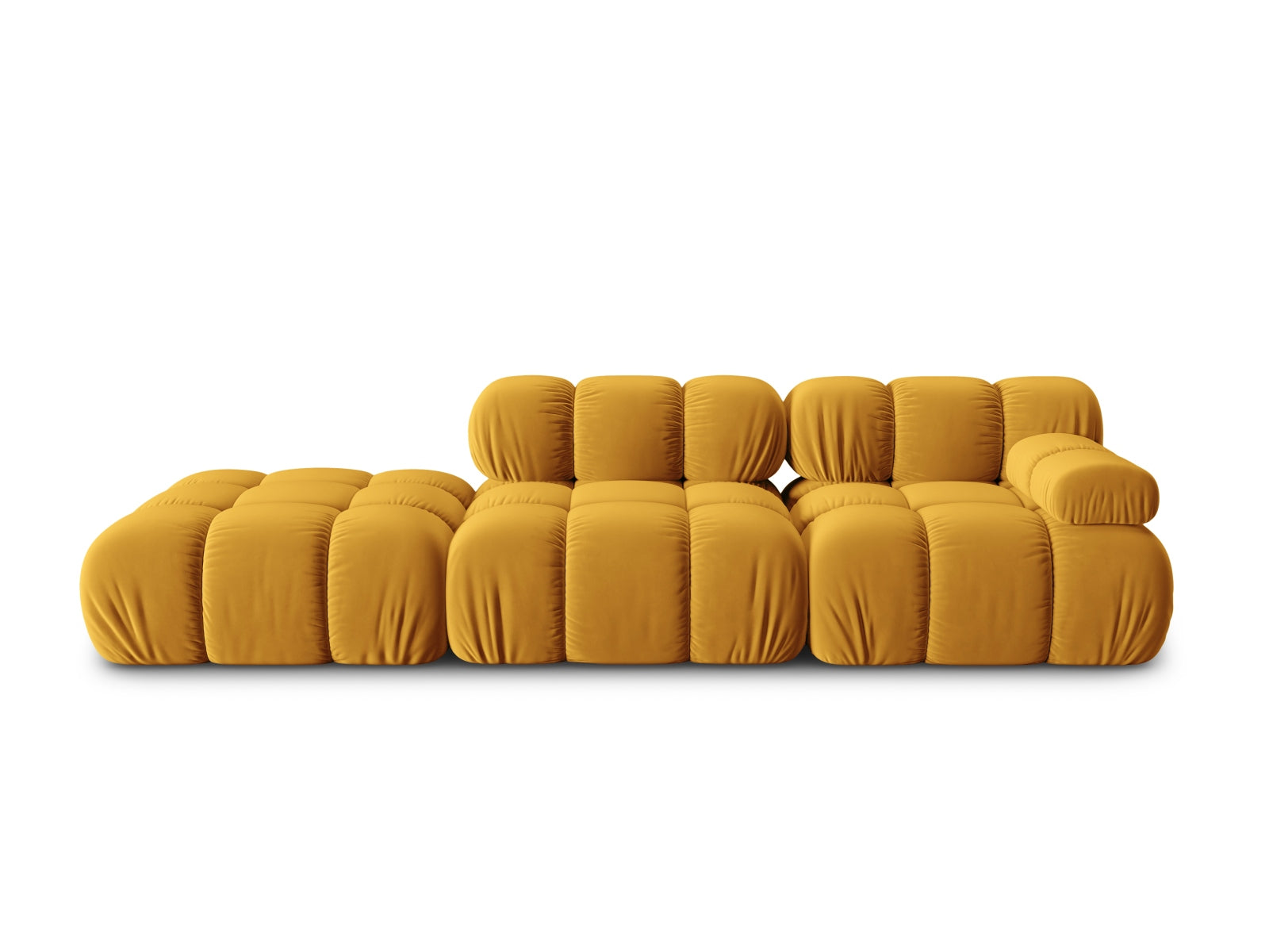 Bellis Velour modulares Sofa links 4 Sitzer 94cm in Yellow-Bluvel präsentiert im Onlineshop von KAQTU Design AG. L-Sofa links ist von Micadoni