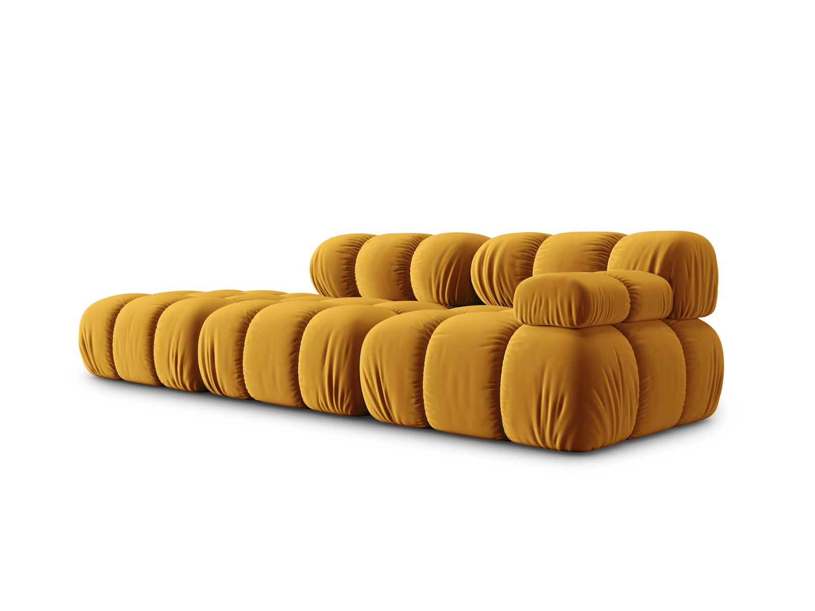 Modulares 4-Sitzer Sofa Bellis in Gelb-Blau, linksseitig, aus Velour, perfekt für moderne Wohnkonzepte von Micadoni.