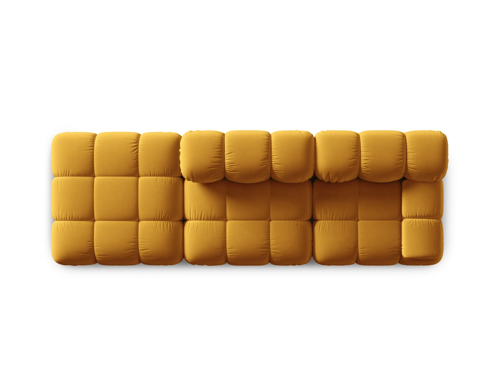 Elegantes, modulares 4-Sitzer Sofa Bellis in stilvollem Gelb-Blau, linksseitig, aus hochwertigem Velour für zeitgemäße Wohnräume von Micadoni.
