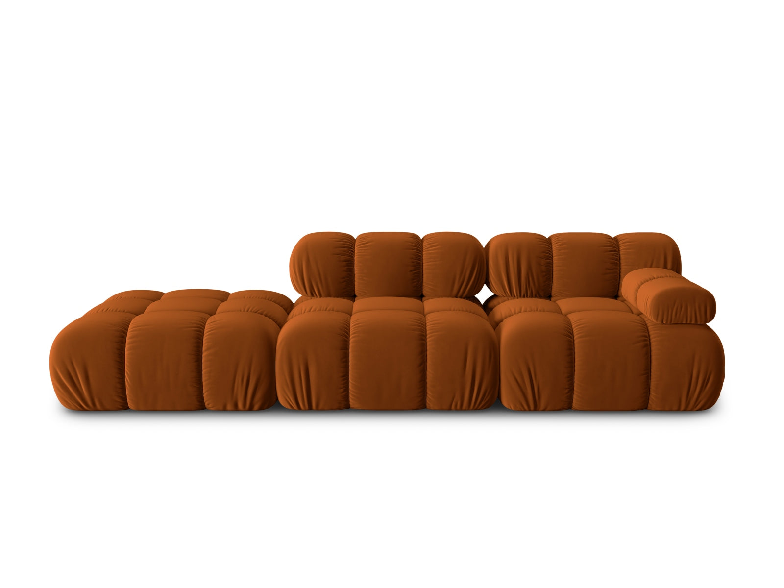 Bellis Velour modulares Sofa links 4 Sitzer 94cm in Terracotta-Bluvel präsentiert im Onlineshop von KAQTU Design AG. L-Sofa links ist von Micadoni
