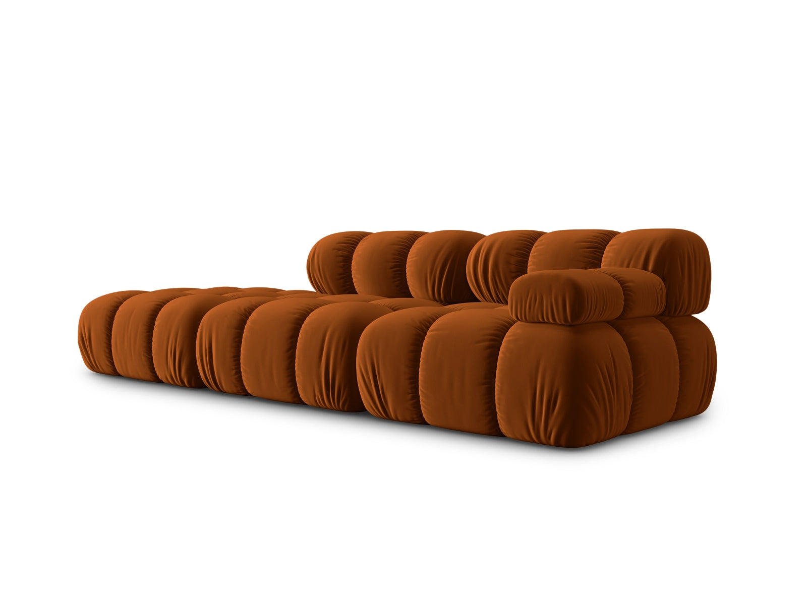 Modulares 4-Sitzer Sofa Bellis in warmem Terracotta-Velours, linksseitig, perfekt für moderne und gemütliche Wohnlandschaften.