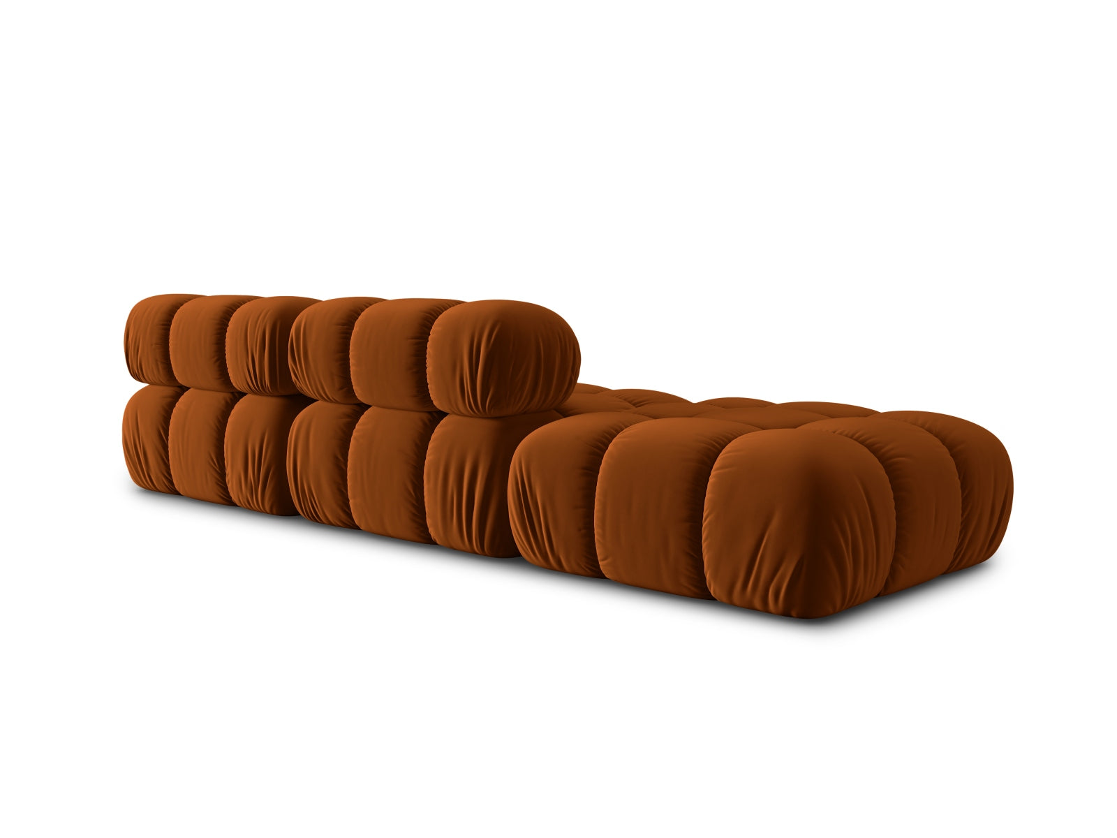 Modulares Bellis Velour Sofa in warmem Terracotta, linksseitig, 4-Sitzer, perfekt für gemütliche und moderne Wohnambiente.