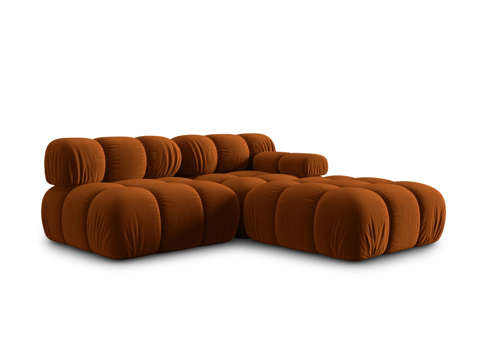 Elegantes Bellis Velour Sofa in sanftem Terracotta, linksseitig, 4-Sitzer, ideal für stilvolle und einladende Wohnräume.