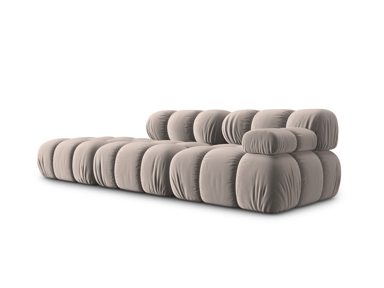 Modulares 4-Sitzer Sofa Bellis in edlem Velour, linksseitig, in warmem Cappuccino, perfekt für moderne Wohnkonzepte von Micadoni.