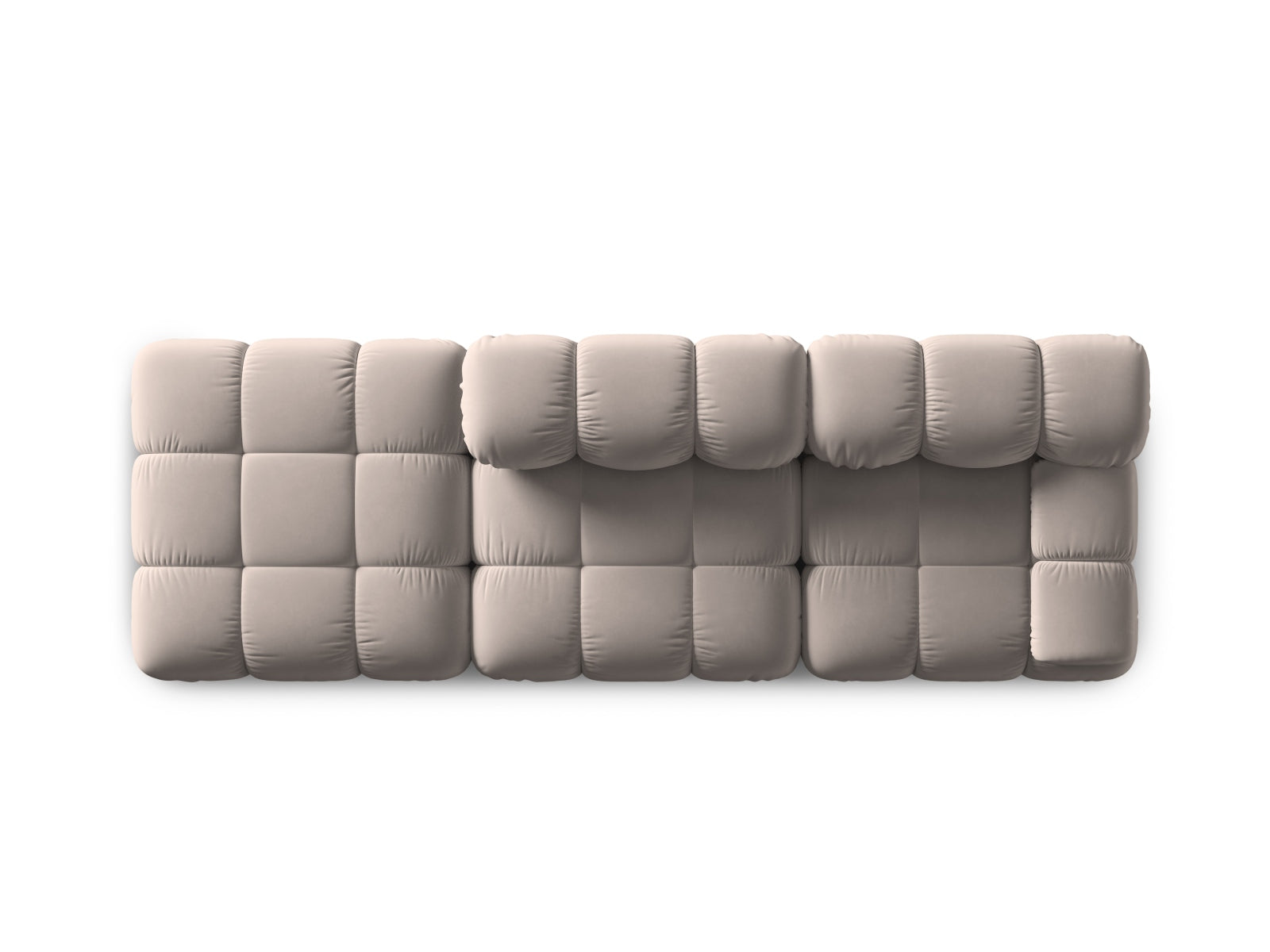 Elegantes Bellis Velour Sofa, 4-Sitzer, linksseitig, in stilvollem Cappuccino, ideal für zeitgemäße Wohnräume von Micadoni.